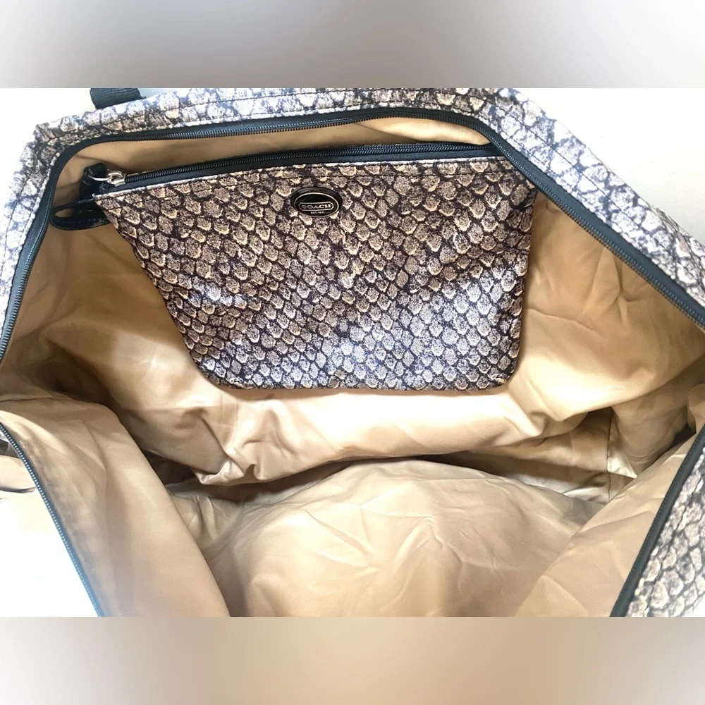 Coach Snake Print Weekender Packable Tote and Large Pouch Set in Gunmetal - Picture 7 of 15